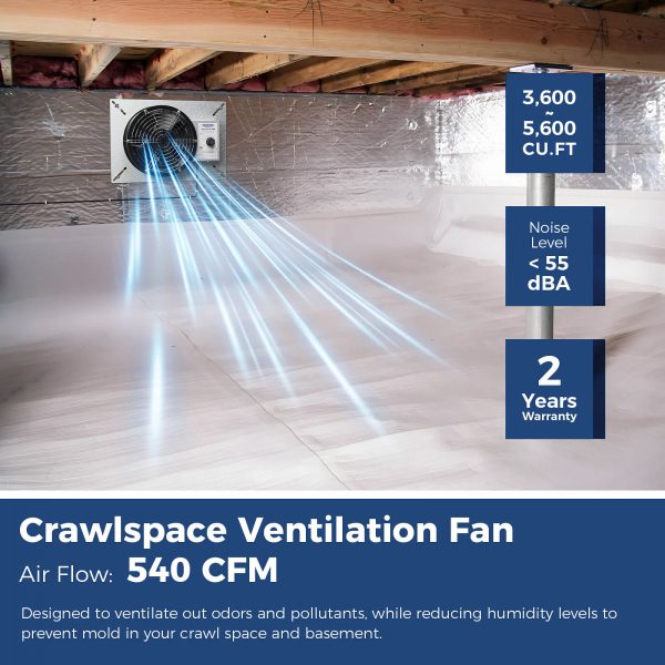 AlorAir 540CFM Crawl Space Ventilation Fan