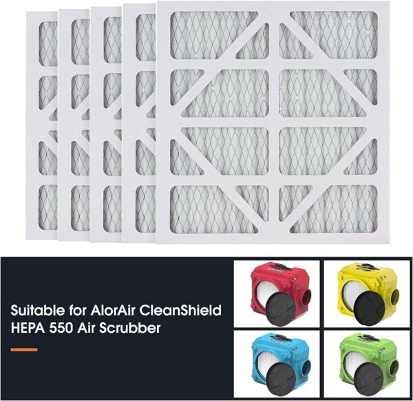 AlorAir MERV-10 Filter 5-Pack Replacement Set for Cleanshield Hepa 550 Air Scrubber