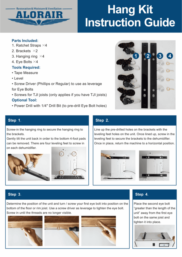 AlorAir Hanging Kits for Crawl Space and Basement Dehumidifier