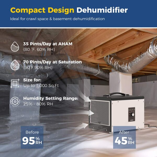 AlorAir 70 Pint Energy Star Crawl Space Dehumidifier